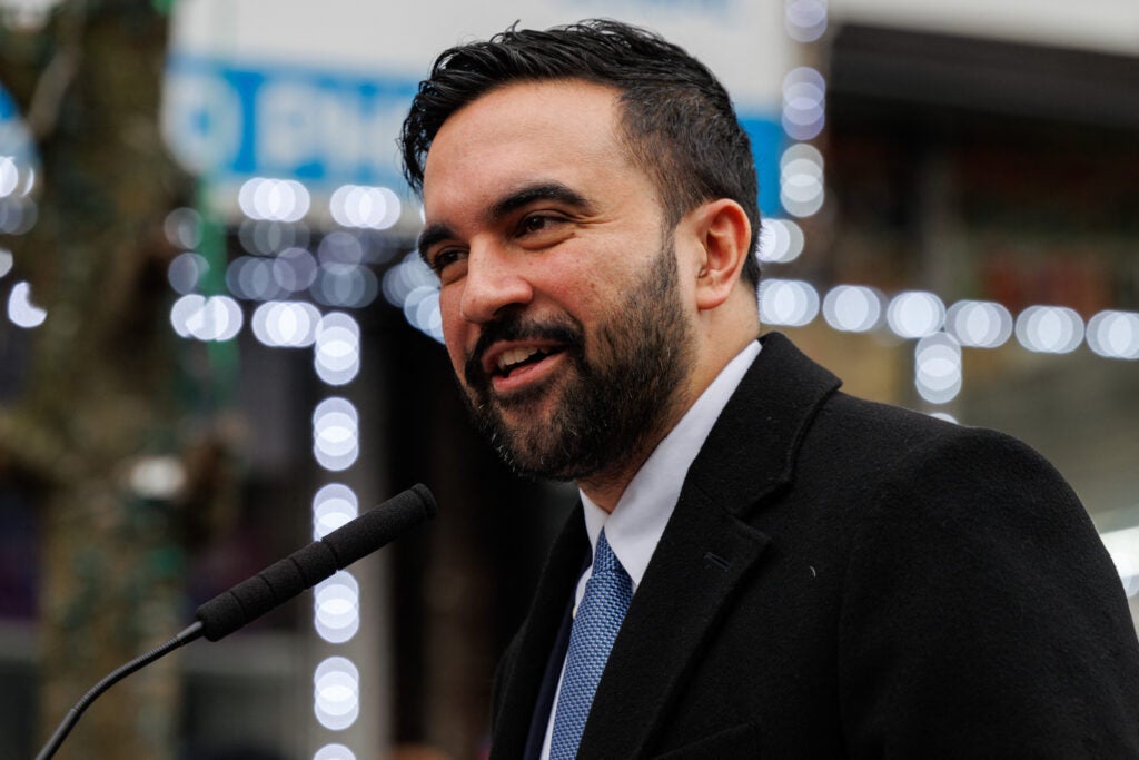 Mayor Zohran Mamdani announces the appointment of Christine Clarke as chair and commissioner for the New York City Commission on Human Rights at Diversity Plaza in Jackson Heights, Queens in New York City, New York, United States on January 7, 2026. (Photo by Jason Alpert-Wisnia / Hans Lucas / AFP via Getty Images)