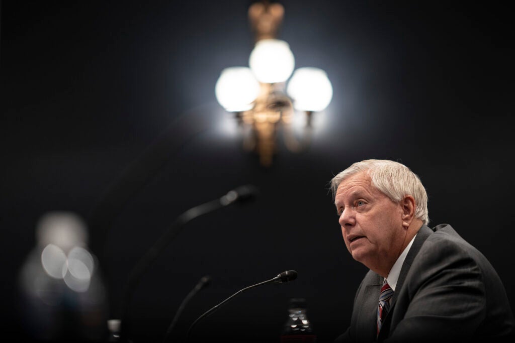 Sen. Lindsay Graham (R-SC) speaks during a roundtable discussion.