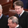 WASHINGTON, DC - MARCH 07: U.S. Supreme Court Associate Justices Neil Gorsuch (L) and Brett Kavanaugh arrived with fellow Justice Sonia Sotomayor and Chief Justice John Roberts for U.S. President Joe Biden's State of the Union address during a joint meeting of Congress in the House chamber at the U.S. Capitol on March 07, 2024 in Washington, DC. This is Biden’s last State of the Union address before the general election this coming November. (Photo by Win McNamee/Getty Images)