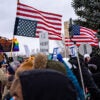 Anti-ICE protesters gather. The groups organizing opposition to ICE have not condemned the church invasion that took place on Sunday.