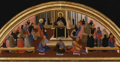 School of Thomas Aquinas, circa 1450. Found in the collection of the San Marco, Florence. Artist Strozzi, Zanobi (1412-1468). (Photo by Fine Art Images/Heritage Images via Getty Images)