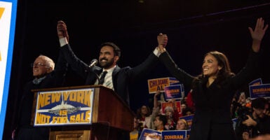 Over 13,000 people pack Forest Hills Stadium in Queens, New York, for mayoral candidate Zohran Mamdani's New York Is Not For Sale rally on October 26, 2025. As early voting begins and days before NYC's general election, Mamdani headlines the rally after speakers such as Alexandria Ocasio-Cortez and Bernie Sanders, among others. (Photo by Neil Constantine/NurPhoto via Getty Images)