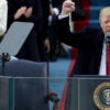 JANUARY 20: President Donald Trump raises a fist after his inauguration on the West Front of the U.S. Capitol on January 20, 2017 in Washington, DC. In today's inauguration ceremony Donald J. Trump becomes the 45th president of the United States. (Photo by Alex Wong/Getty Images)