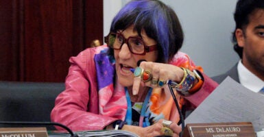 Rep. Rosa DeLauro sits in the House appropriations committee room.