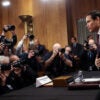 News photographers captures images of U.S. Secretary of State Marco Rubio as he arrives to testify during a Senate Foreign Relations Committee hearing in the Dirksen Senate Office Building on Capitol Hill on January 28, 2026 in Washington, DC.