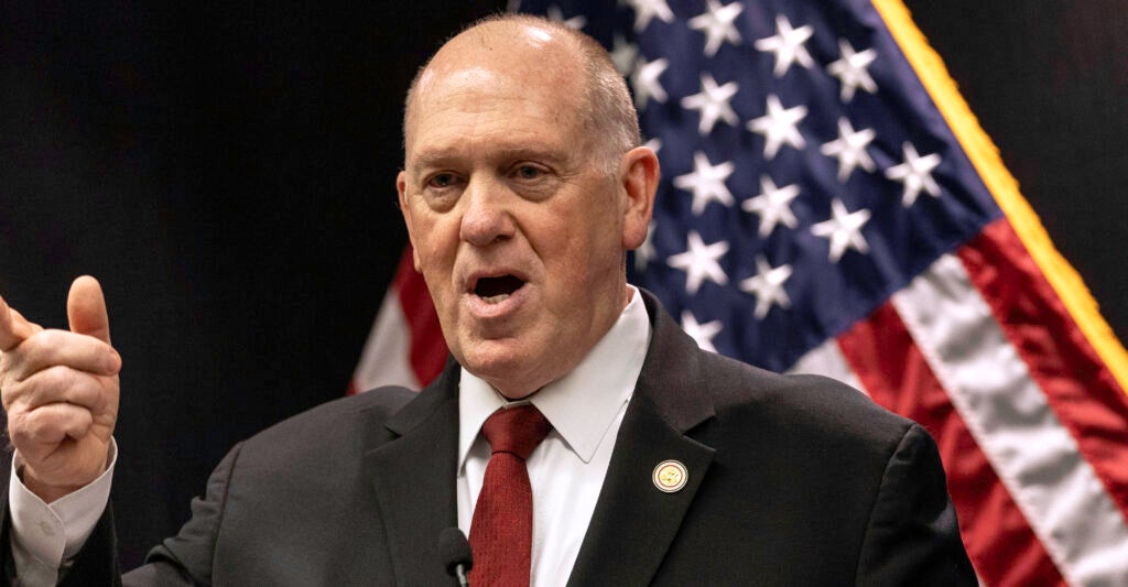 MINNEAPOLIS, MINNESOTA - FEBRUARY 04: Tom Homan, White House "Border Czar" speaks at a press conference at the Bishop Henry Whipple Federal Building on February 4, 2026 in Minneapolis, Minnesota. Homan announced that 700 immigration enforcement personnel would be withdrawn from Minnesota, following weeks of operations and the fatal shooting of Renee Good and Alex Pretti by federal agents. Homan said the withdrawal would take effect immediately. (Photo by John Moore/Getty Images)