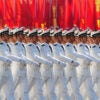 Chinese People's Liberation Army (PLA) naval officers march pass Tiananmen Square during the National Day parade in Beijing on October 1, 2009. China formally kicked off mass celebrations of 60 years of communist rule with a 60-gun salute that rung out across Beijing's historic Tiananmen Square. AFP PHOTO/FREDERIC J. BROWN (Photo credit should read FREDERIC J. BROWN/AFP via Getty Images)