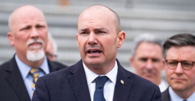 UNITED STATES - MAY 8: Sen. Mike Lee, R-Utah, speaks during a news conference at the House steps of the U.S. Capitol to introduce the 