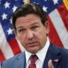 Florida Gov. Ron DeSantis speaks during a press conference on April 10, 2025 in Miami, Florida. DeSantis talked about his desire to relieve Florida condo owners of the high fees they are struggling with after they were put in place following the 2021 collapse of the condominium tower in Surfside, Florida. (Photo by Joe Raedle/Getty Images)