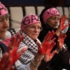 WASHINGTON, DC - NOVEMBER 08: Members of CodePink, a women's anti-war organization, protest during a hearing before the House Foreign Affairs Committee at the U.S. Capitol on November 8, 2023 in Washington, DC. The committee held a hearing on "Friend and Ally: U.S. Support for Israel after Hamas' Barbaric Attack." (Photo by Alex Wong/Getty Images)