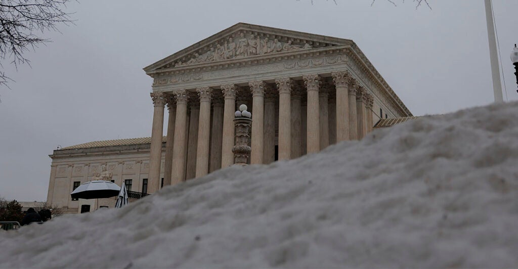 WASHINGTON, DC - FEBRUARY 20: The U.S. Supreme Court as seen on February 20, 2026 in Washington, DC. The Supreme Court ruled against the legality of President Trump's tariffs in a 6-3 ruling authored by conservative Chief Justice John Roberts. (Photo by Heather Diehl/Getty Images)