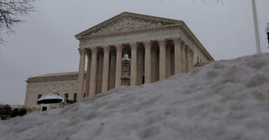 WASHINGTON, DC - FEBRUARY 20: The U.S. Supreme Court as seen on February 20, 2026 in Washington, DC. The Supreme Court ruled against the legality of President Trump's tariffs in a 6-3 ruling authored by conservative Chief Justice John Roberts. (Photo by Heather Diehl/Getty Images)