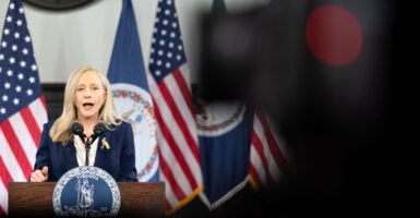 WILLIAMSBURG, VIRGINIA - FEBRUARY 24: Virginia Gov. Abigail Spanberger delivers the Democratic response to U.S. President Donald Trump's State of the Union address on February 24, 2026 in Williamsburg, Virginia. Spanberger is serving in her first year as governor and is the first woman to hold the position in the Commonwealth of Virginia. (Photo by Mike Kropf/Getty Images)