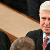 US Supreme Court Associate Justices Neil Gorsuch (R) and Brett Kavanaugh (L) arrive for US President Joe Biden's State of the Union address in the House Chamber of the US Capitol in Washington, DC, on March 7, 2024. (Photo by Mandel NGAN / AFP) (Photo by MANDEL NGAN/AFP via Getty Images)