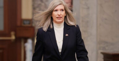 WASHINGTON, DC - JANUARY 27: U.S. Sen. Joni Ernst (R-IA) arrives at the U.S. Capitol on January 27, 2026 in Washington, DC. The Senate is discussing DHS funding as tensions remain high in Minneapolis after the shooting death of Alex Pretti by federal agents. (Photo by Anna Moneymaker/Getty Images)