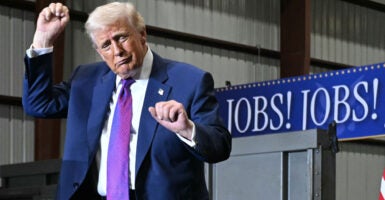 President Donald Trump appears at Rome, Georgia rally.