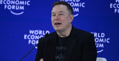 DAVOS, SWITZERLAND - JANUARY 22: Business person Elon Musk delivers a speech during the World Economic Forum Annual Meeting in Davos, Switzerland, on January 22, 2026. (Photo by Harun Ozalp/Anadolu via Getty Images)