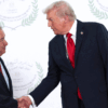 OCTOBER 13: U.S. President Donald Trump and United Nations (UN) Secretary-General Antonio Guterres shake hands as they pose for a photo during a world leaders' summit on ending the Gaza war on October 13, 2025 in Sharm El-Sheikh, Egypt. President Trump is in Egypt to meet with European and Middle Eastern leaders in what’s being billed as an international peace summit, following the start of a US-brokered ceasefire deal to end the war in the Gaza Strip. (Photo by Suzanne Plunkett - Pool / Getty Images)