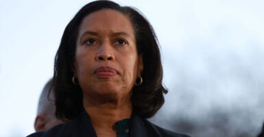 Mayor Muriel Bowser speaks to reporters in Washington D.C.