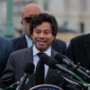 House Homeland Security Committee member Rep. Shri Thanedar D-Mich., (C) speaks during a news conference with fellow committee Democrats (L-R) Rep. Tim Kennedy, D-N.Y., committee ranking member Rep. Bennie Thompson, D-Miss., and Rep. Al Green, D-Texas.