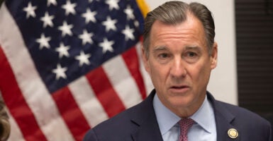 Tom Suozzi speaks at a capitol press conference.