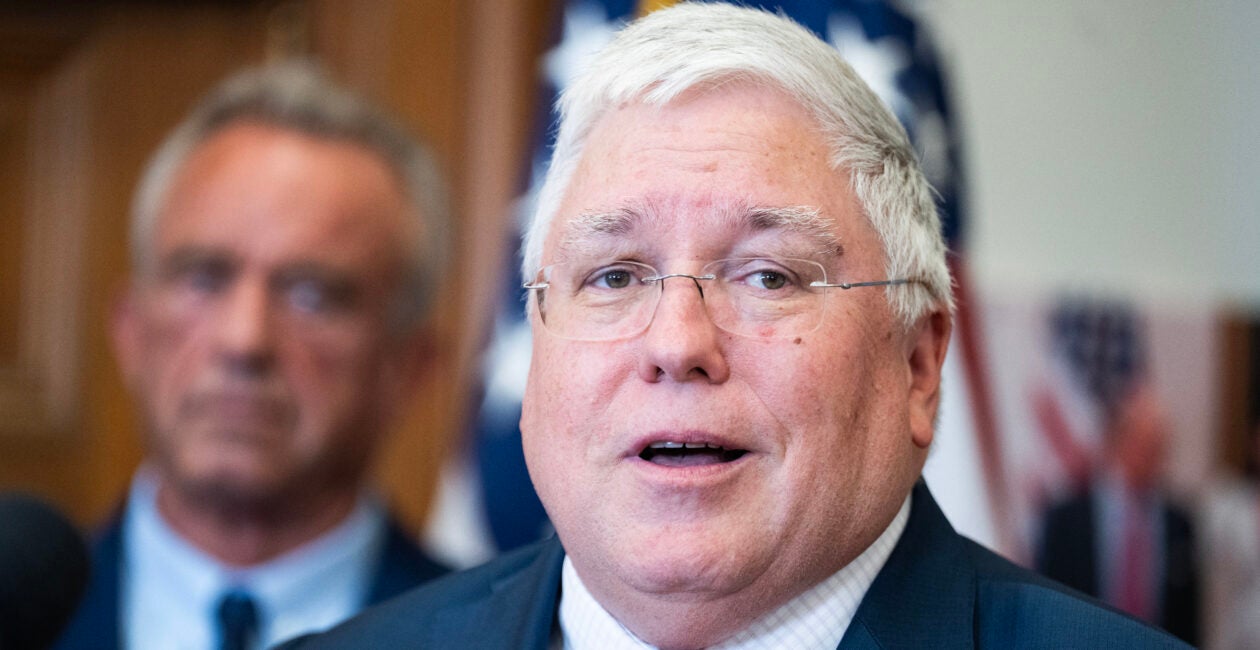 UNITED STATES - AUGUST 4: Governor of West Virginia Patrick Morrisey speaks during an event where Secretary of Agriculture Brooke Rollins signed SNAP food choice waivers at the USDA Whitten Building on Monday, August 4, 2025. HHS Secretary Robert F. Kennedy Jr., also appears. (Tom Williams/CQ-Roll Call, Inc via Getty Images)