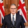 Britain's Prime Minister Keir Starmer speaks as he makes a statement from Downing Street in central London on February 28, 2026, following the US and Israel's strikes on Iran.