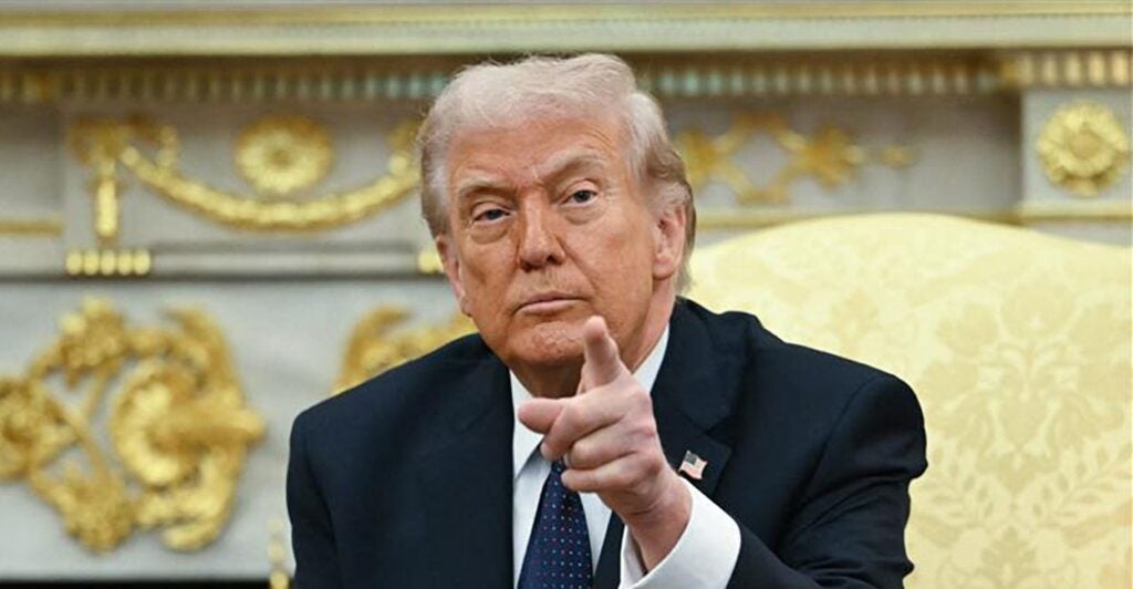 President Trump pointing forward