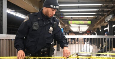 MANHATTAN, NEW YORK, UNITED STATES - DECEMBER 27: Security measures are taken after a man reportedly burned and set on fire at Penn Station in Manhattan, New York, United States on Friday, December 27, 2024. At approximately 8:10 PM Friday evening, man was set on fire intentionally and sustained burn injuries throughout his entire body. No further information was immediately released on the man's condition and it is unknown of the circumstances that led up to the incident. Law enforcement and the FDNY is investigating the incident. (Photo by Kyle Mazza/Anadolu via Getty Images)