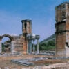 The ruins of Philippi against a blue sky.