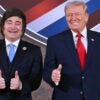 US President Donald Trump and Argentina's President Javier Milei (L) pose for a photo at the beginning of the "Shield of the Americas" Summit at Trump National Doral in Miami, Florida, March 7, 2026. President Trump is hosting a dozen right-wing leaders from Latin America and the Caribbean to discuss issues facing the region, from organized crime to illegal immigration. The summit also aims to serve Washington by boosting US interests in the region and curbing those from foreign powers like China. (Photo by SAUL LOEB / AFP via Getty Images)