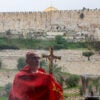 Latin Patriarch of Jerusalem, Cardinal Pierbattista Pizzaballa, leads a prayer service with Old City of Jerusalem as backdrop to mark Palm Sunday on March 29, 2026.