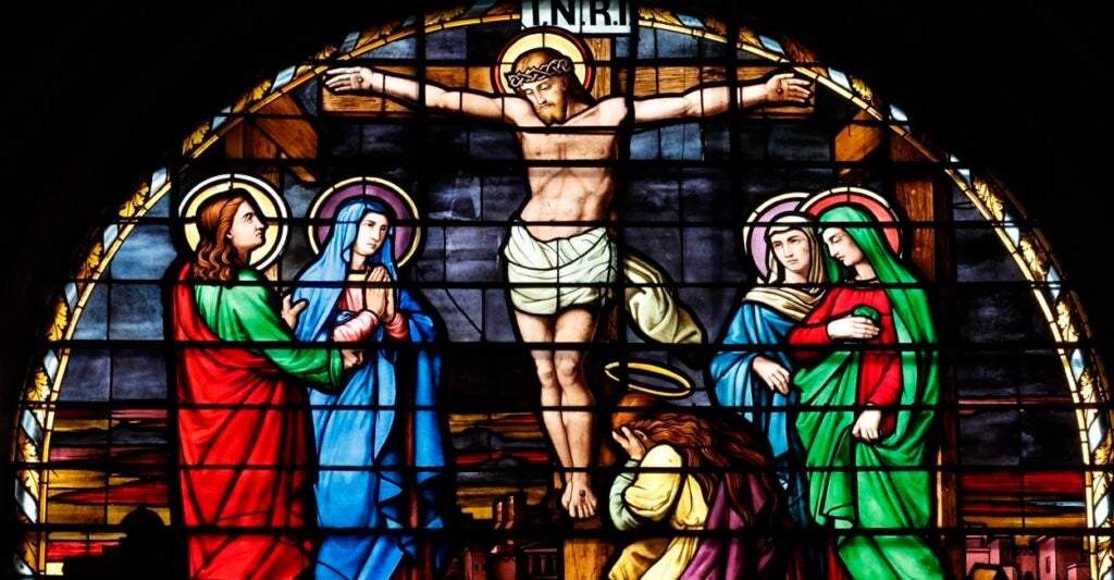 Stained glass of the Crucifixion
