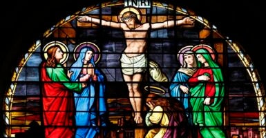 Stained glass of the Crucifixion