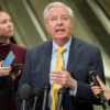 Lindsey Graham speaks to reporters at the Capitol.