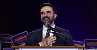 New York City mayoral candidate Zohran Mamdani speaks during a campaign rally at Forest Hills Stadium in the Queens borough of New York City on October 26, 2025. New Yorkers will cast their votes for mayor on November 4, 2025. Mamdani, the Democratic candidate, is the current frontrunner ahead of former New York Governor and independent candidate Andrew Cuomo and Republican candidate Curtis Sliwa. (PANGELA WEISS / AFP via Getty Images)