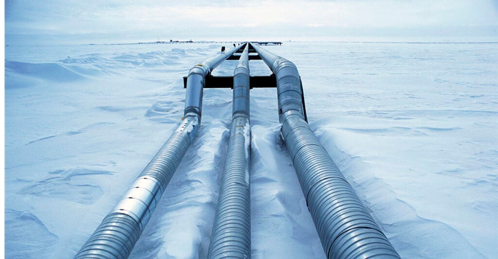 Alaskan oil pipeline USA. (Photo by Damian Gillie/Construction Photography/Avalon/Getty Images)