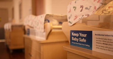 DENVER, CO - APRIL 1 : Baby beds at Saint Joseph Hospital in Denver, Colorado on Tuesday, April 1, 2025. (Photo by Hyoung Chang/The Denver Post)