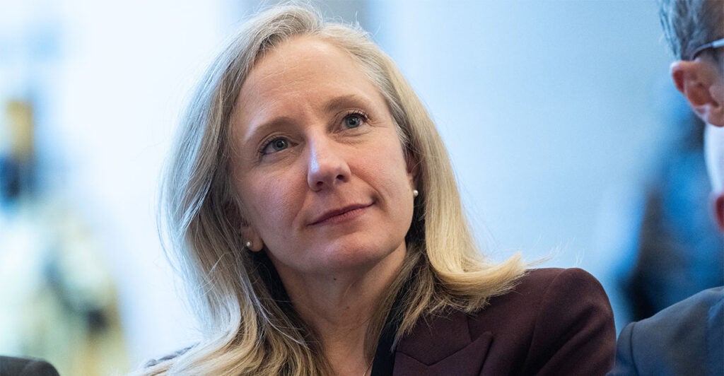 Virginia Governor-elect Abigail Spanberger attends a dedication and unveiling of a statue of civil rights activist Barbara Rose Johns of Virginia, in Emancipation Hall on Capitol Hill in Washington, DC, December 16, 2025. In 1951, a 16-year-old Johns, led a walkout at her segregated high school, and now her statue replaces one of confederal General Robert E. Lee, which was removed from the Capitol in 2020. (Photo by SAUL LOEB / AFP via Getty Images)