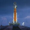 MARCH 31: NASA's 322-foot-tall Artemis II Space Launch System rocket and Orion spacecraft.
