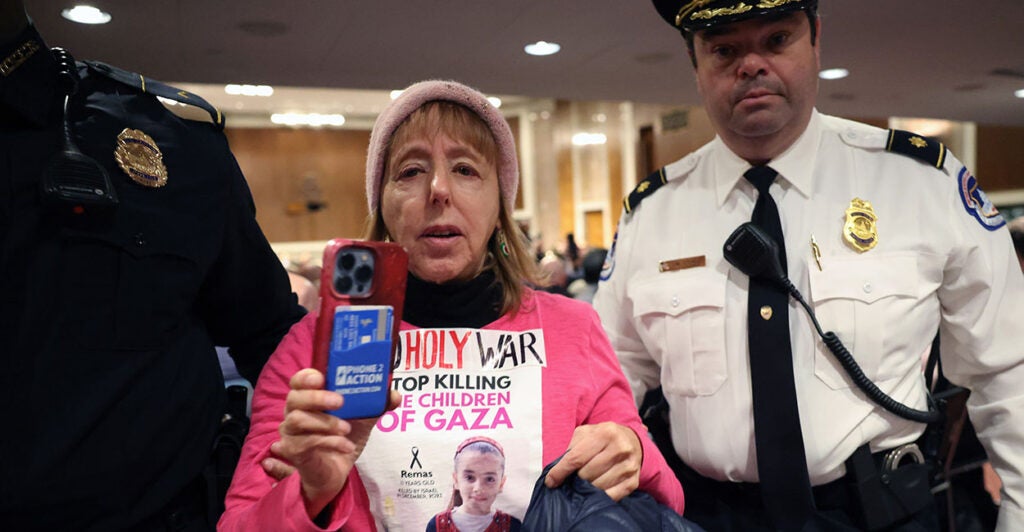 Code Pink co-founder Medea Benjamin has repeatedly gotten herself arrested for illegal protests, and the Center to Advance Security in America filed a request for the IRS to consider revoking the group's tax-exempt status for such activity.