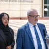 Ladan Ali, accused of giving a bribe of $120,000 in cash to a juror in the Feeding Our Future trial, and her attorney.