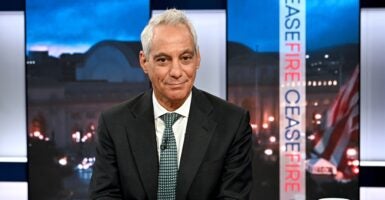 Rahm Emanuel on set of C-SPAN's 
