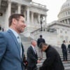 Rep. Eric Swalwell, D-Calif., departs the U.S. Capitol Building.