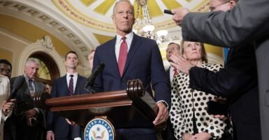 Several senators, including John Thune, at a press conference