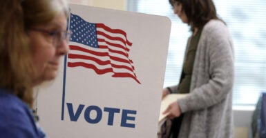 People vote at a polling place in Virginia.