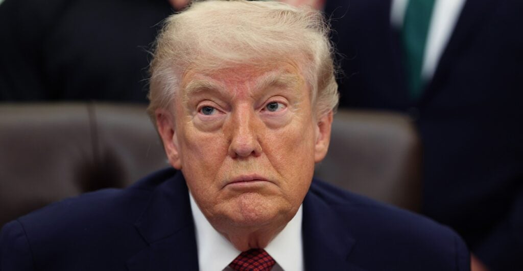 Donald Trump frowning