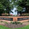 A low brick wall with two sides reading "Old Dominion University."
