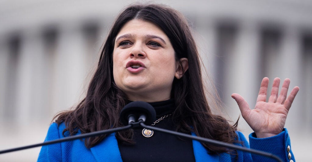 Haley Stevens speaks to reporters at the Capitol.