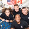 The Artemis II crew – (clockwise from left) Mission Specialist Christina Koch, Mission Specialist Jeremy Hansen, Commander Reid Wiseman, and Pilot Victor Glover April 7, 2026.